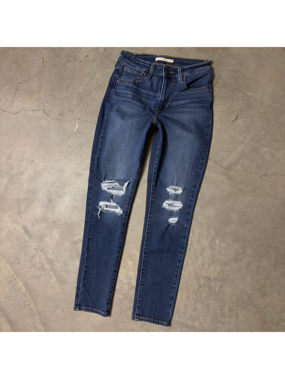 Levi's 721 Skinny Ankle Jeans Womens 26 Blue Distressed